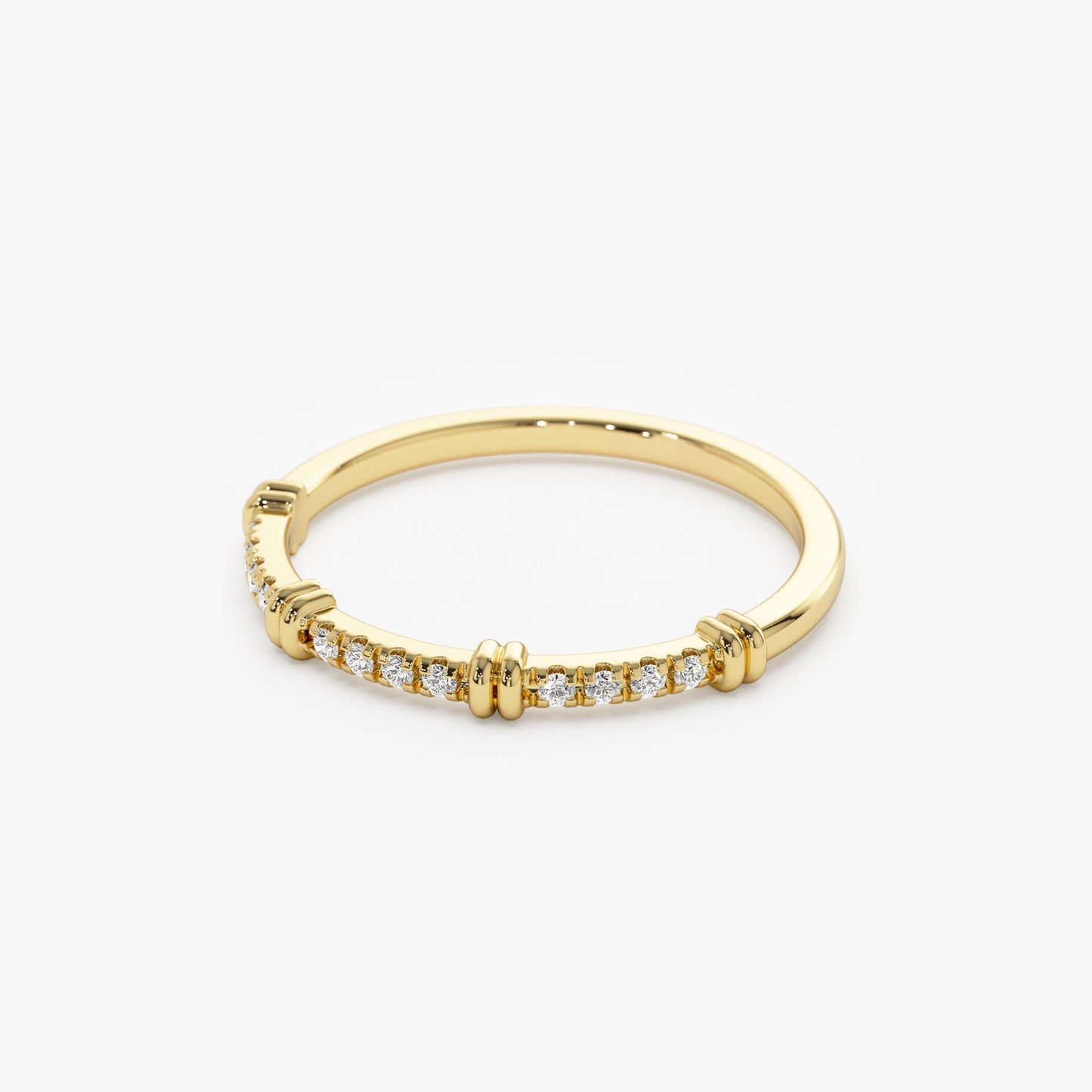 14k Unique Petite Diamond Stack Band - Geum Jewels