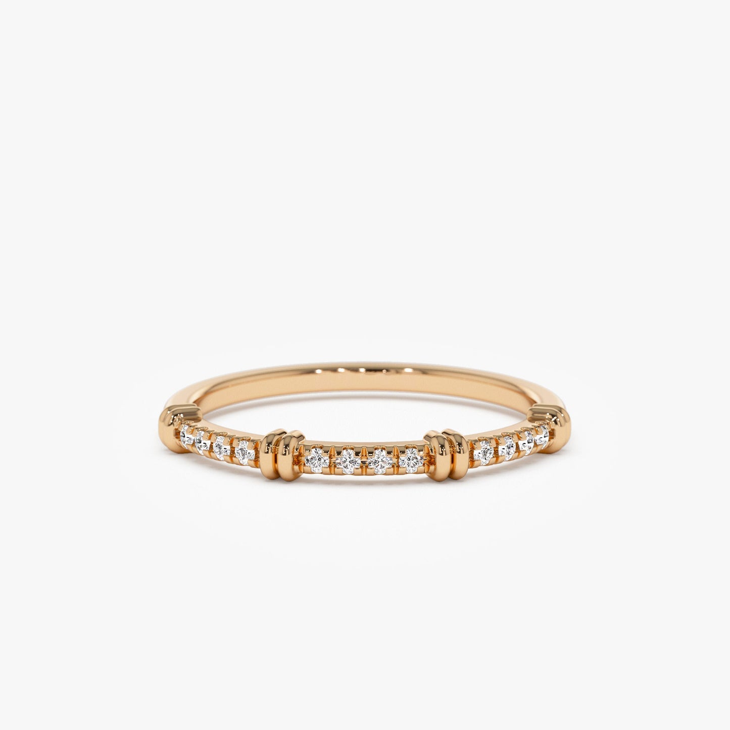 14k Unique Petite Diamond Stack Band - Geum Jewels
