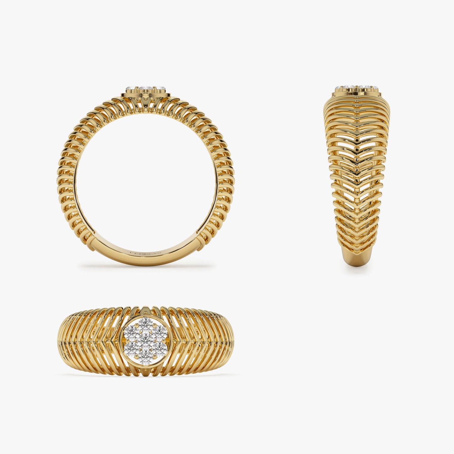 14k Unique Ribbed Illusion Setting Diamond Ring