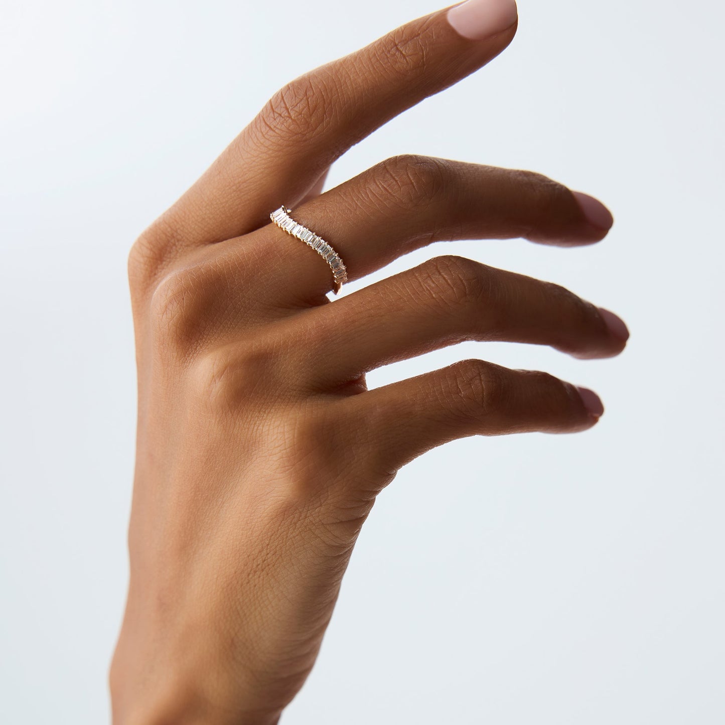 14k Unique Wave Design Baguette Diamond Ring