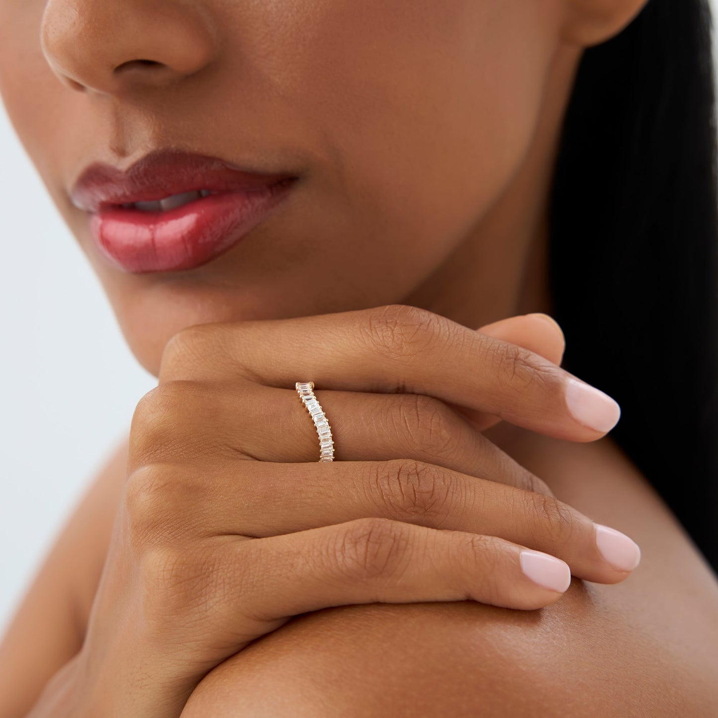 14k Unique Wave Design Baguette Diamond Ring
