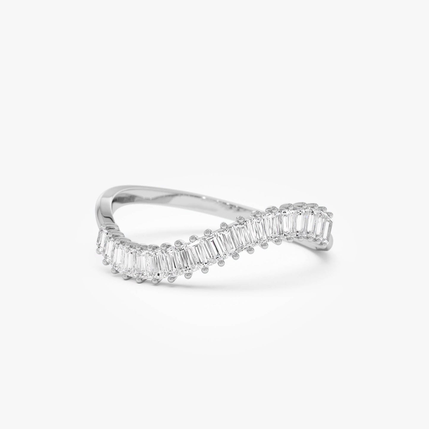 14k Unique Wave Design Baguette Diamond Ring - Geum Jewels