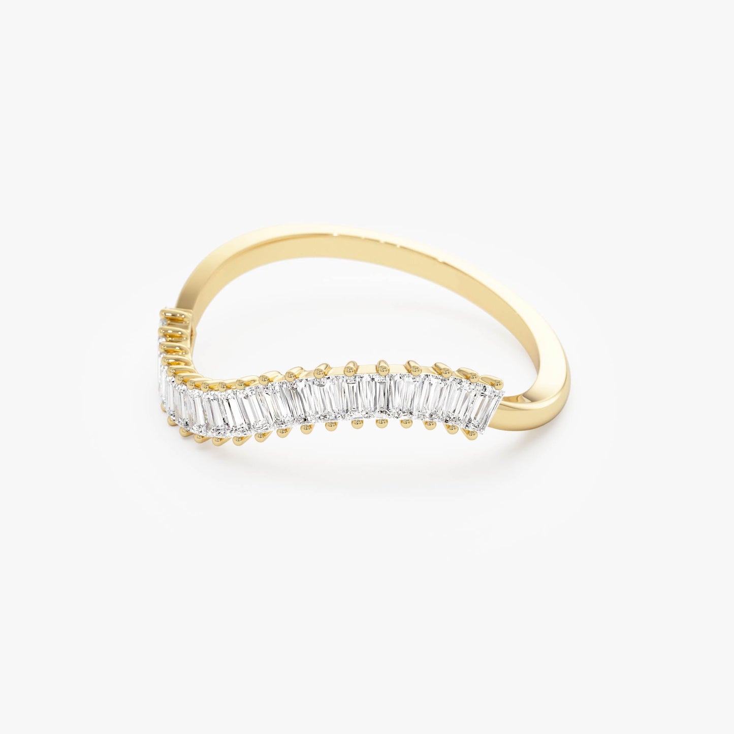14k Unique Wave Design Baguette Diamond Ring - Geum Jewels
