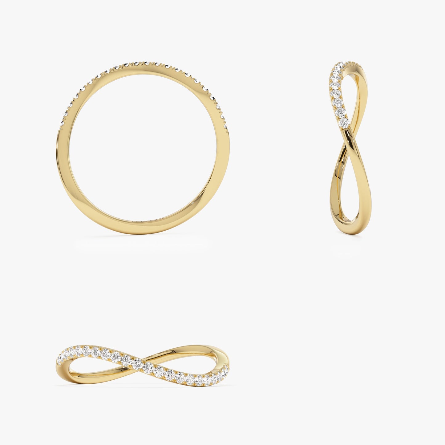 14k Waive Design Micro Pave Diamond Ring - Geum Jewels