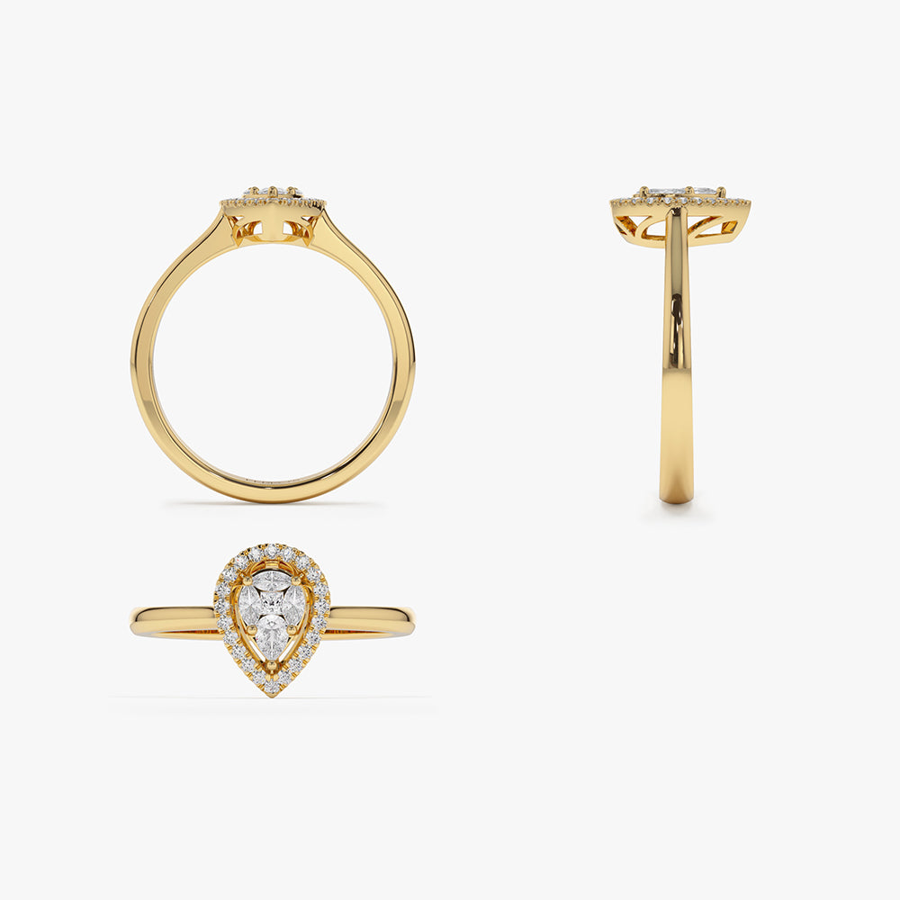 Illusion Set Pear Shape Engagement Ring in 14k