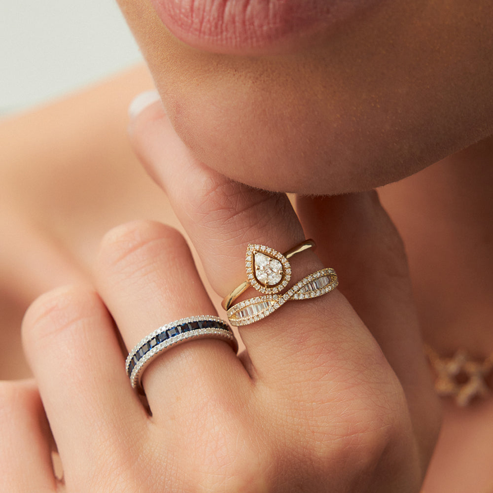 Illusion Set Pear Shape Engagement Ring in 14k