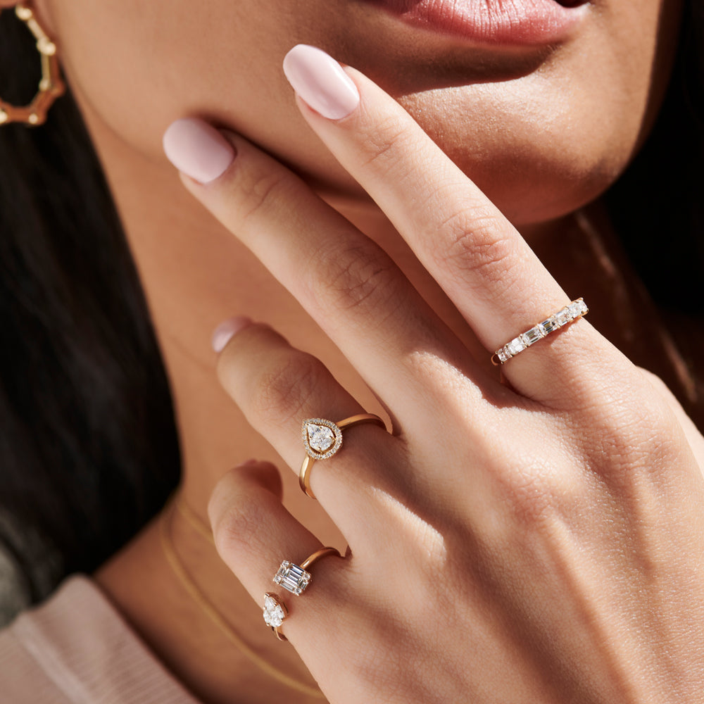 Illusion Set Pear Shape Engagement Ring in 14k