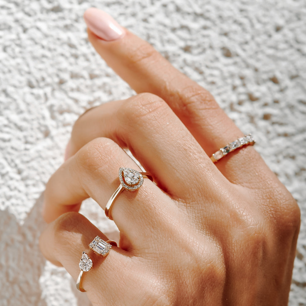 Illusion Set Pear Shape Engagement Ring in 14k