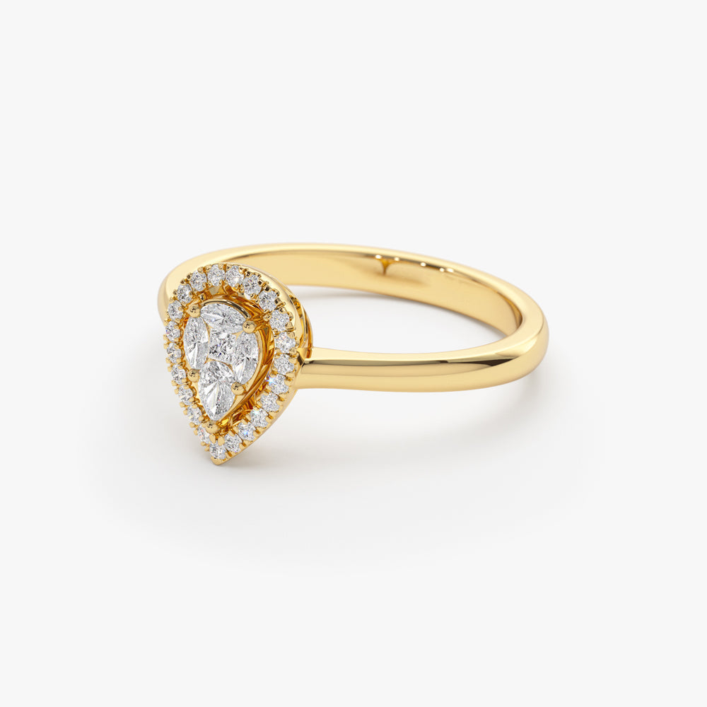 Illusion Set Pear Shape Engagement Ring in 14k - Geum Jewels