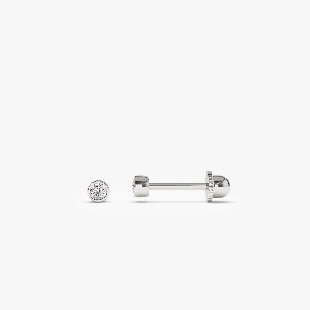 14k Bezel Setting Diamond Stud Piercing - Geum Jewels