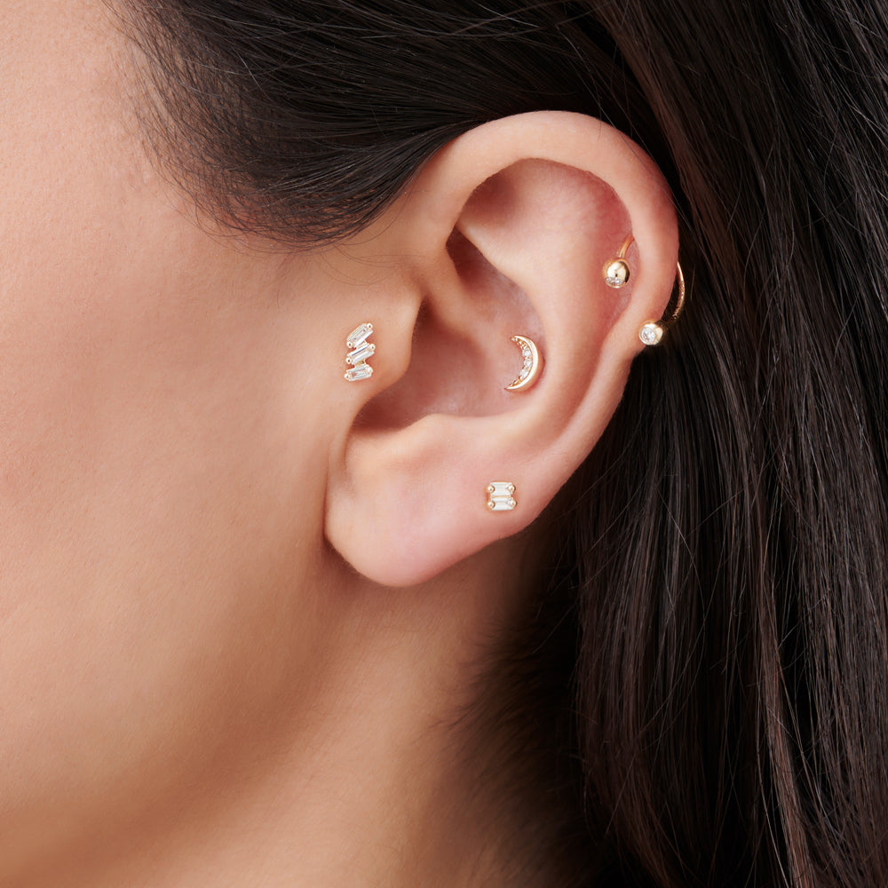 14k Crescent Moon Helix Piercing - Geum Jewels