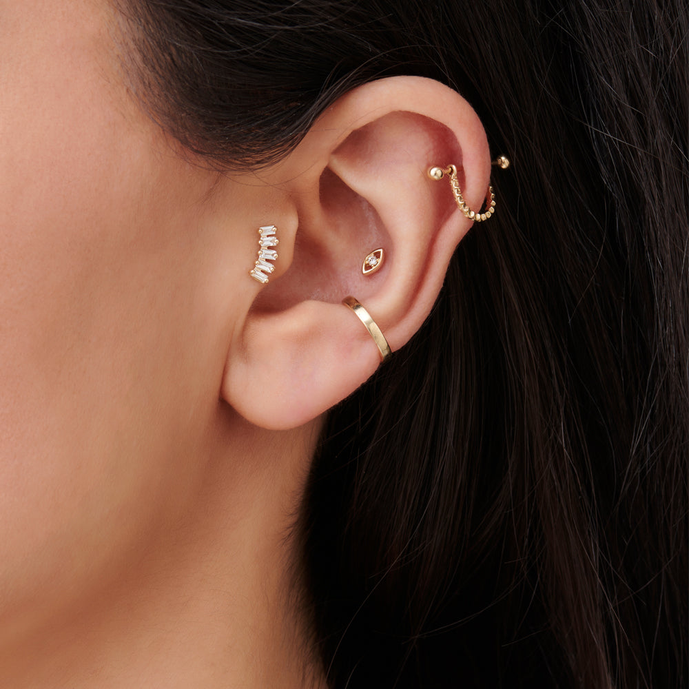 14k Curved Baguette Helix Piercing - Geum Jewels