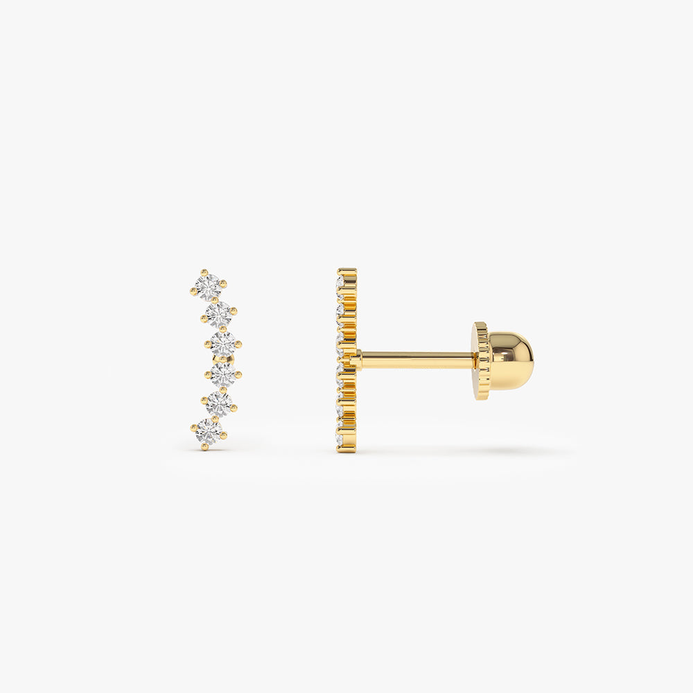 14k Curved Diamond Cluster Helix Piercing - Geum Jewels