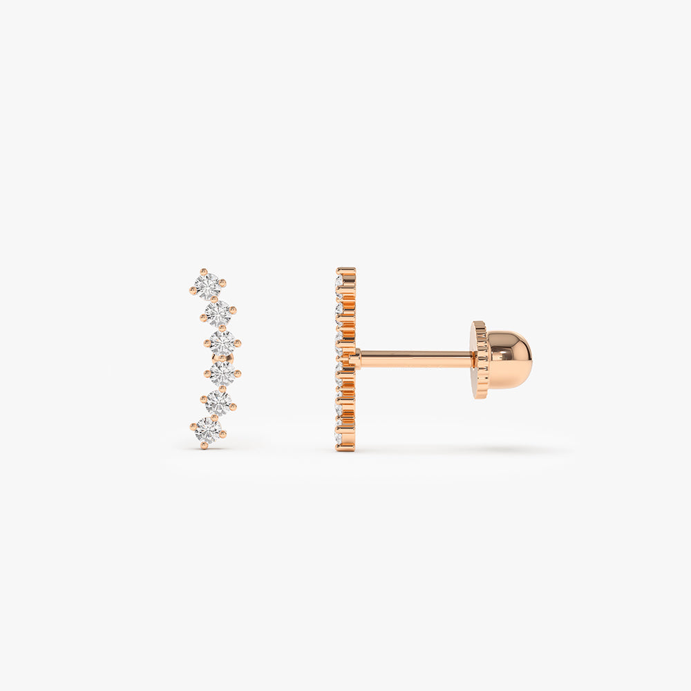 14k Curved Diamond Cluster Helix Piercing - Geum Jewels