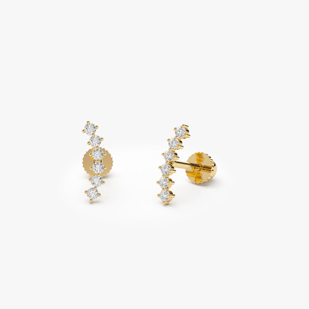 14k Curved Diamond Cluster Helix Piercing - Geum Jewels