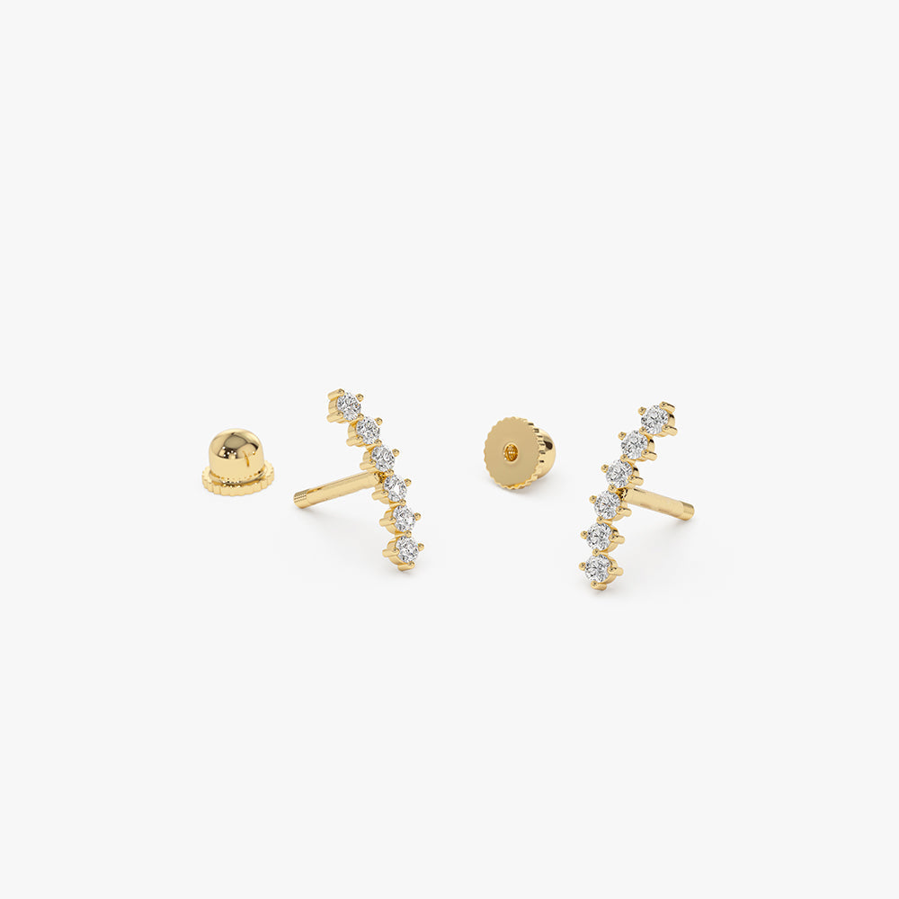 14k Curved Diamond Cluster Helix Piercing - Geum Jewels