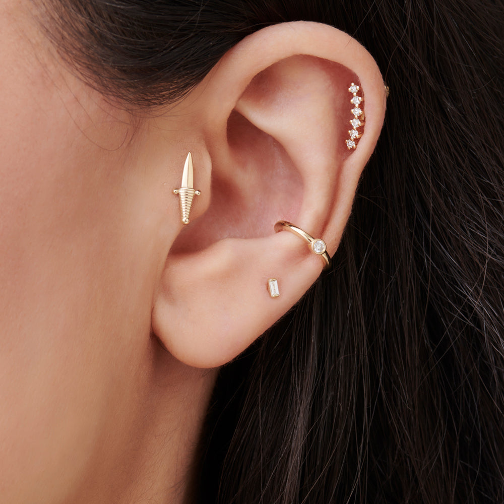 14k Curved Diamond Cluster Helix Piercing - Geum Jewels