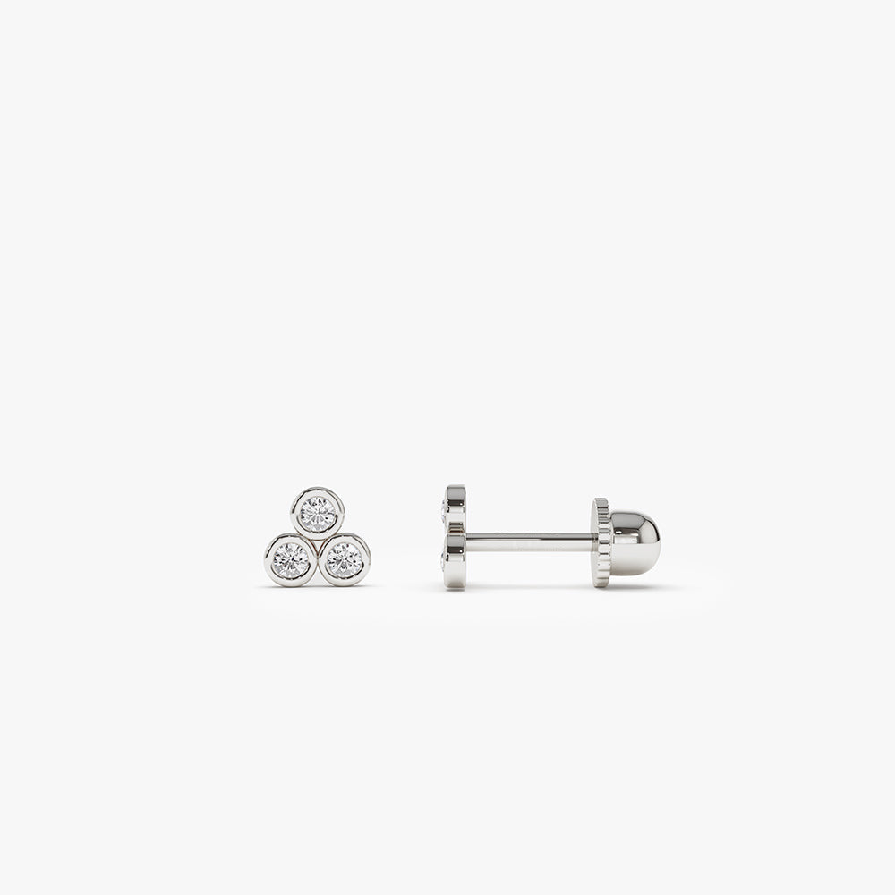 14K Dainty Diamond Trio Helix Piercing - Geum Jewels