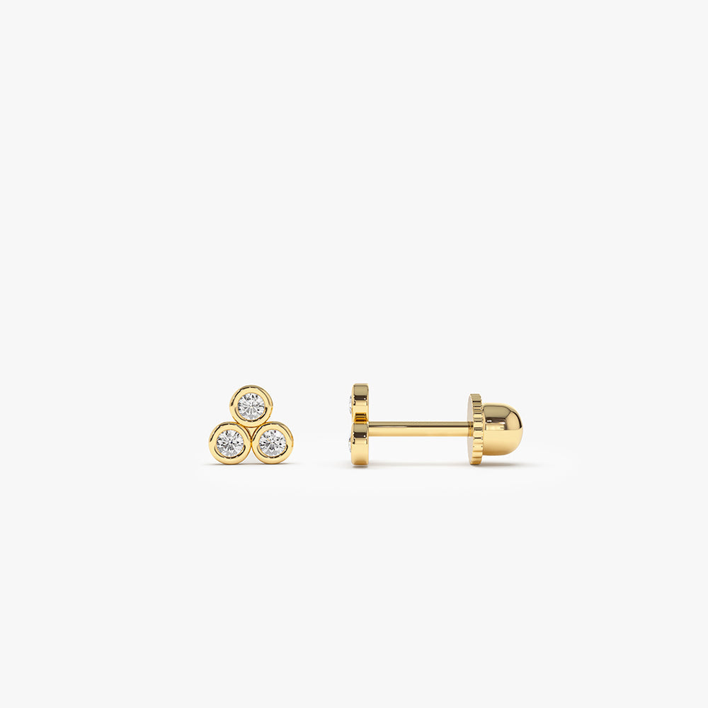 14K Dainty Diamond Trio Helix Piercing - Geum Jewels