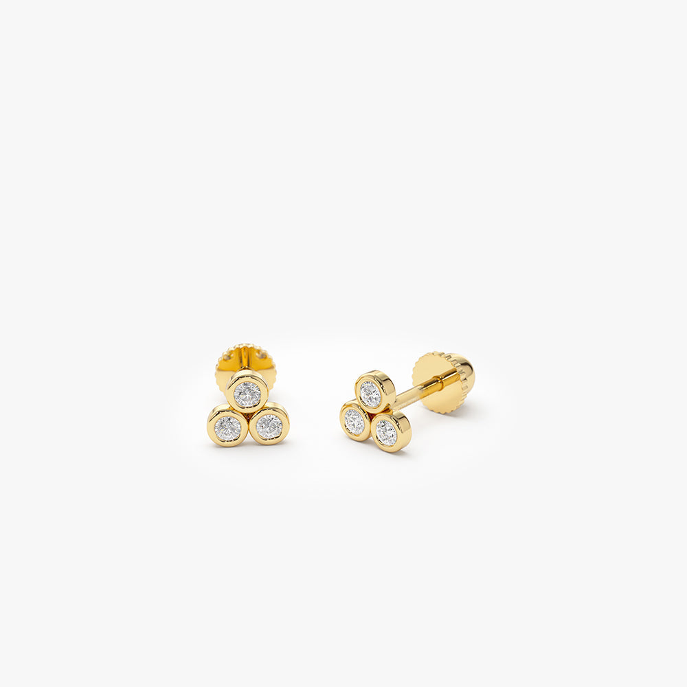 14K Dainty Diamond Trio Helix Piercing - Geum Jewels