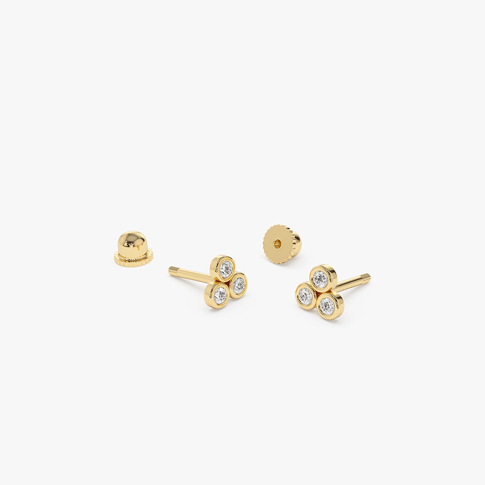 14K Dainty Diamond Trio Helix Piercing - Geum Jewels