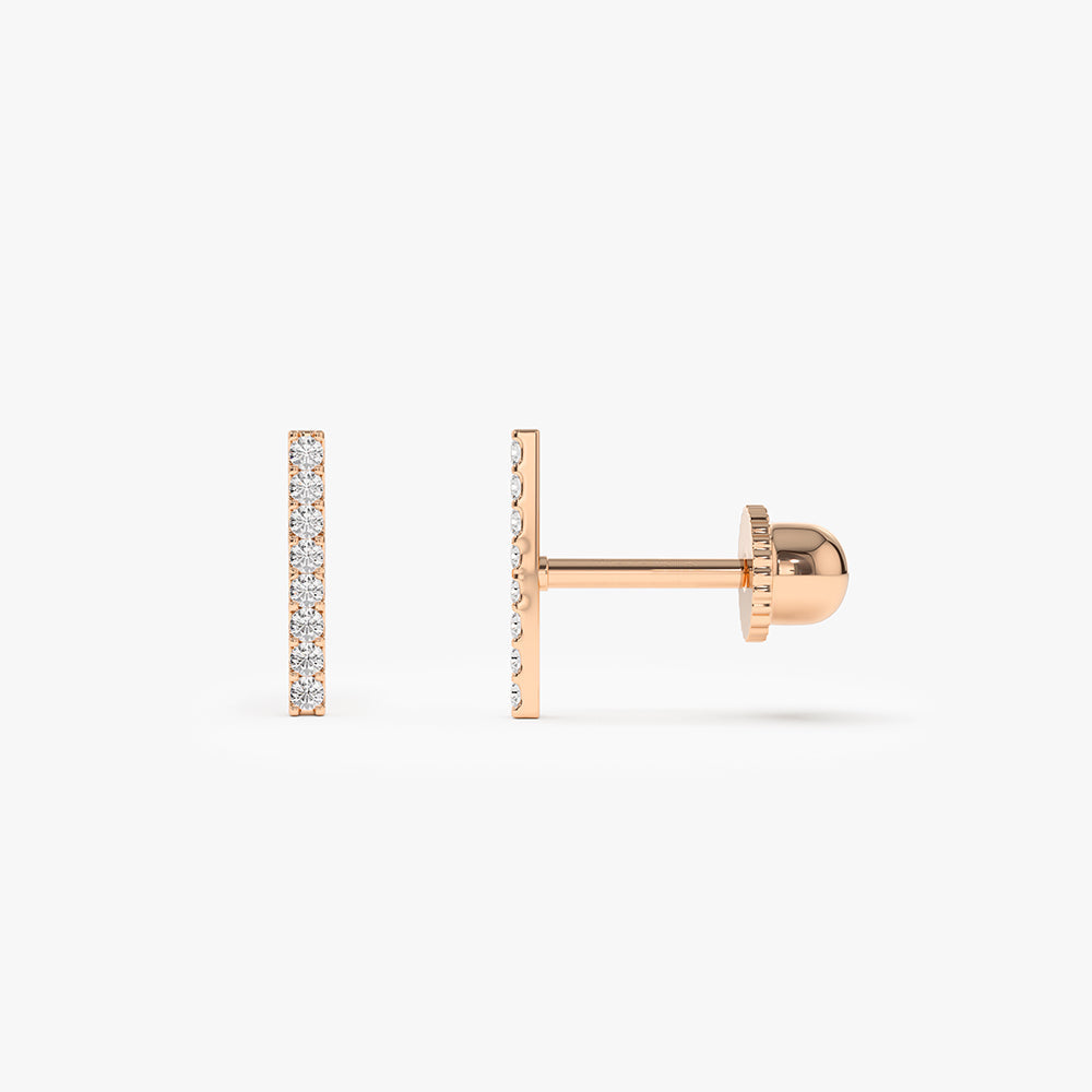 14k Diamond Bar Helix Piercing - Geum Jewels