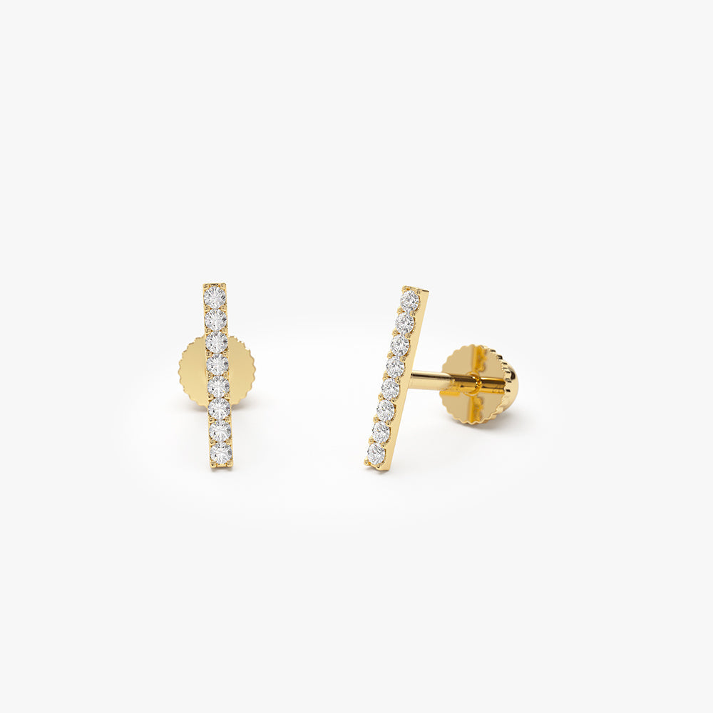 14k Diamond Bar Helix Piercing - Geum Jewels