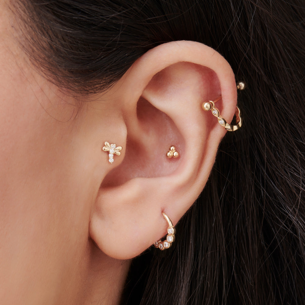 14k Diamond Bee Helix Piercing - Geum Jewels