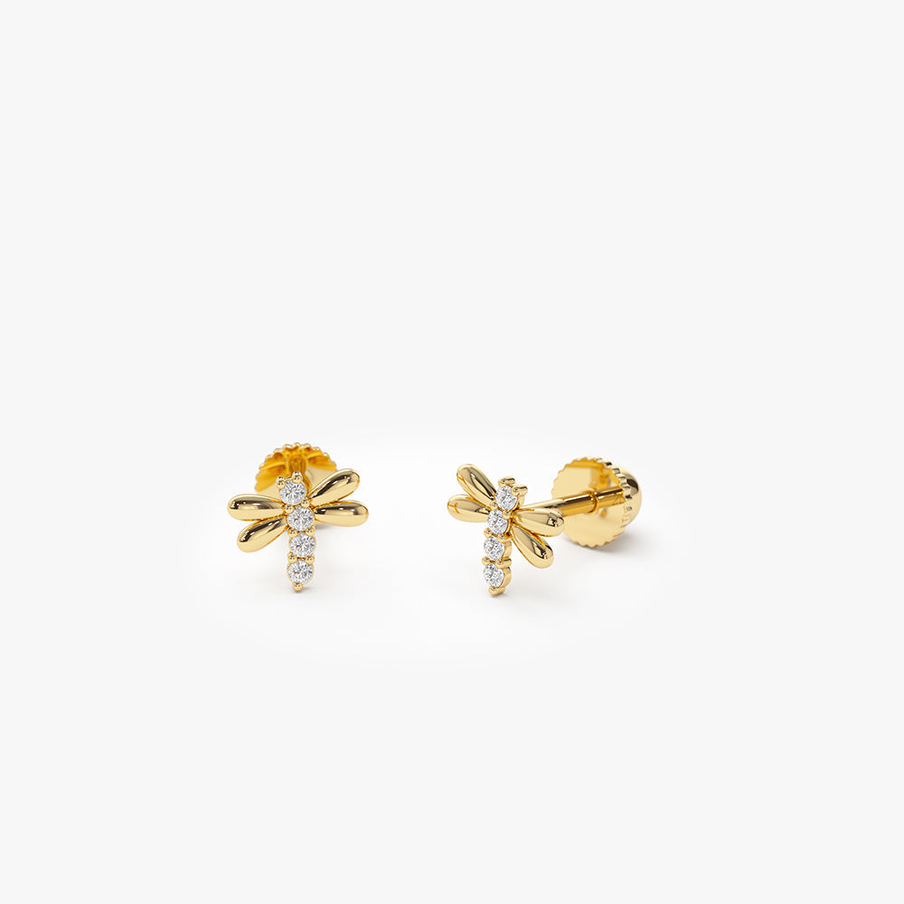 14k Diamond Bee Helix Piercing - Geum Jewels