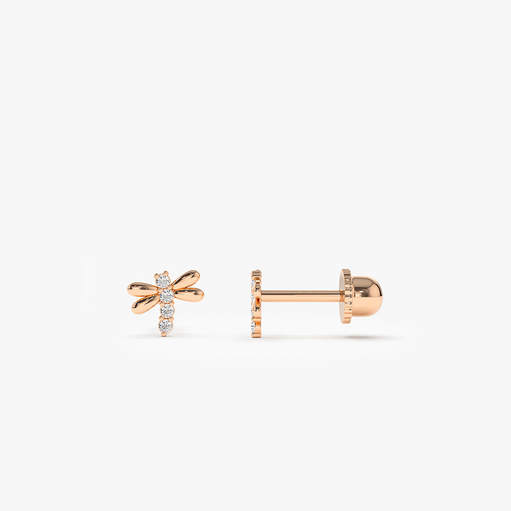 14k Diamond Bee Helix Piercing - Geum Jewels