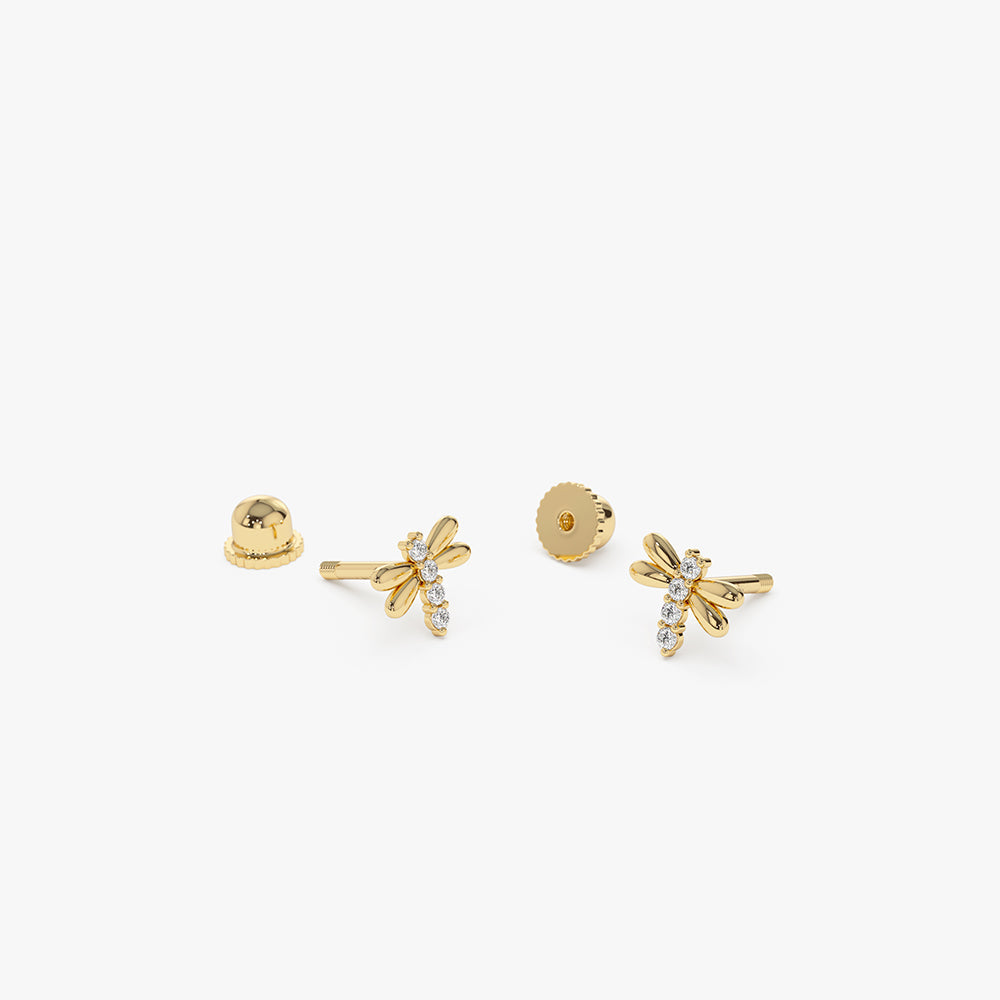 14k Diamond Bee Helix Piercing - Geum Jewels