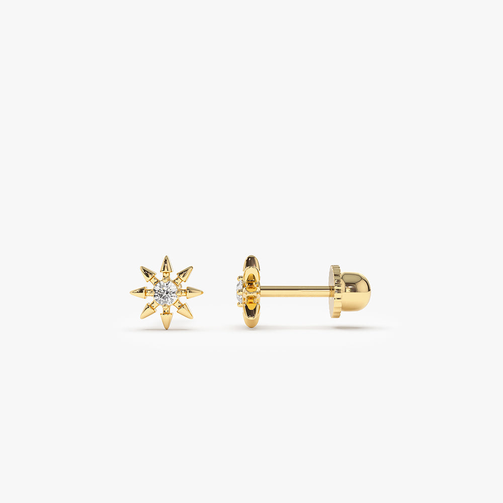 14k Gold Star Diamond Helix Piercing - Geum Jewels