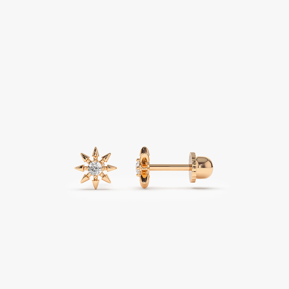 14k Gold Star Diamond Helix Piercing - Geum Jewels
