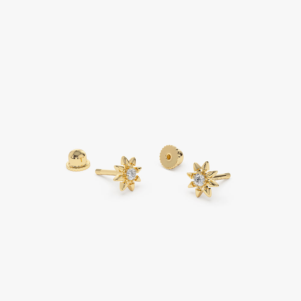 14k Gold Star Diamond Helix Piercing - Geum Jewels