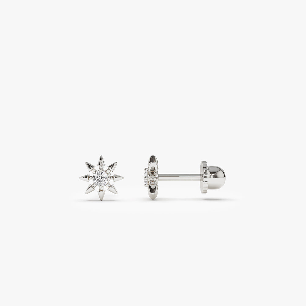 14k Gold Star Diamond Helix Piercing - Geum Jewels