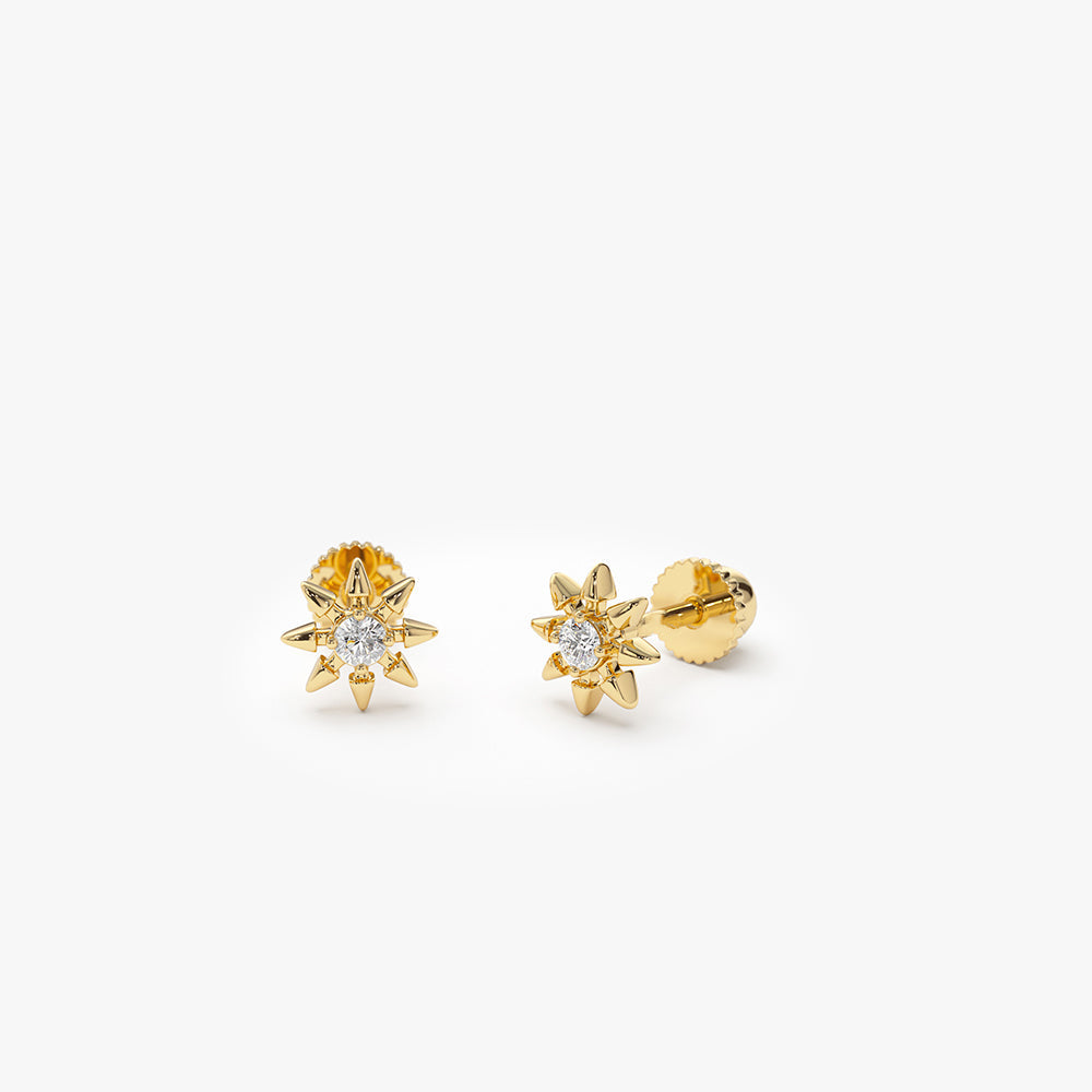 14k Gold Star Diamond Helix Piercing - Geum Jewels