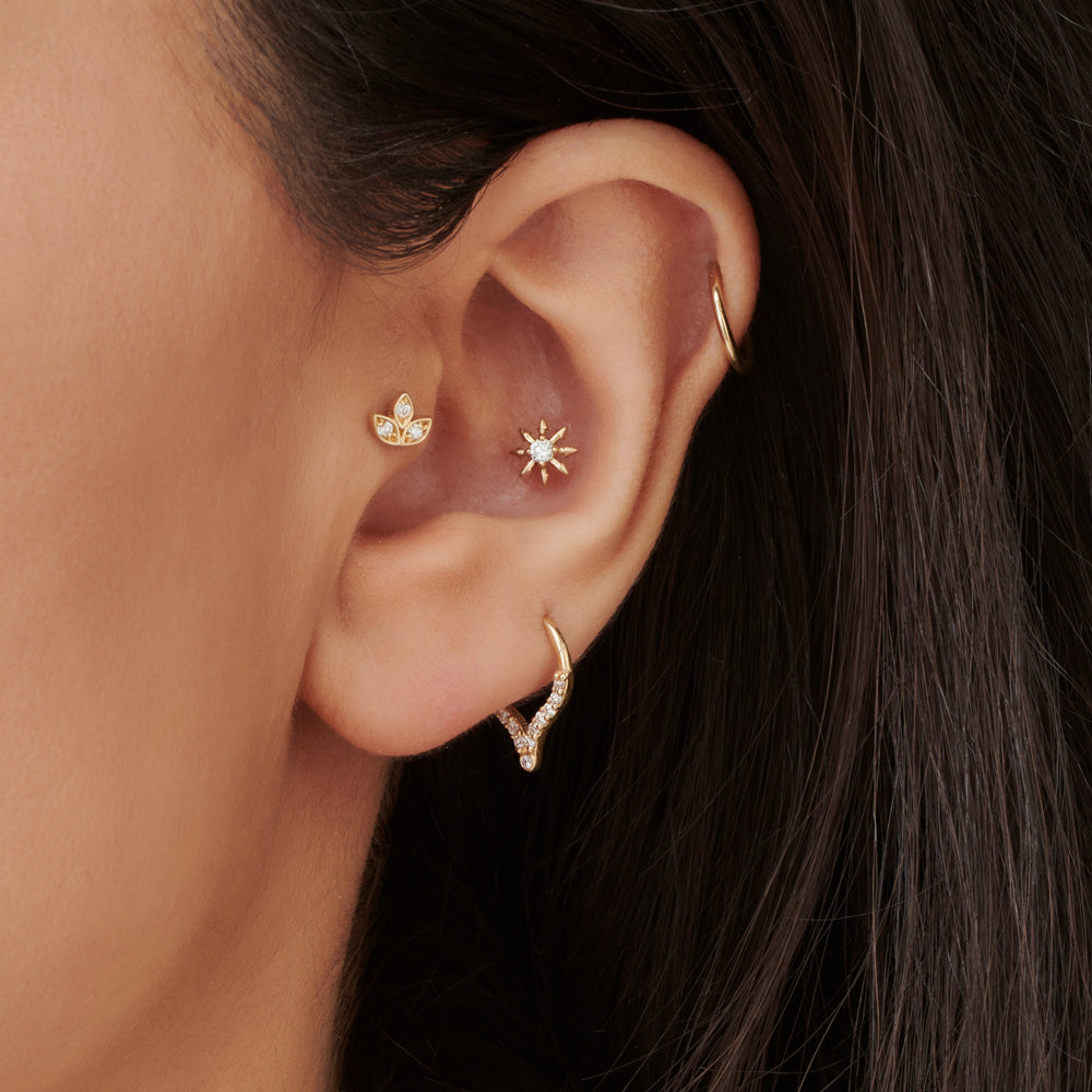 14k Gold Star Diamond Helix Piercing - Geum Jewels