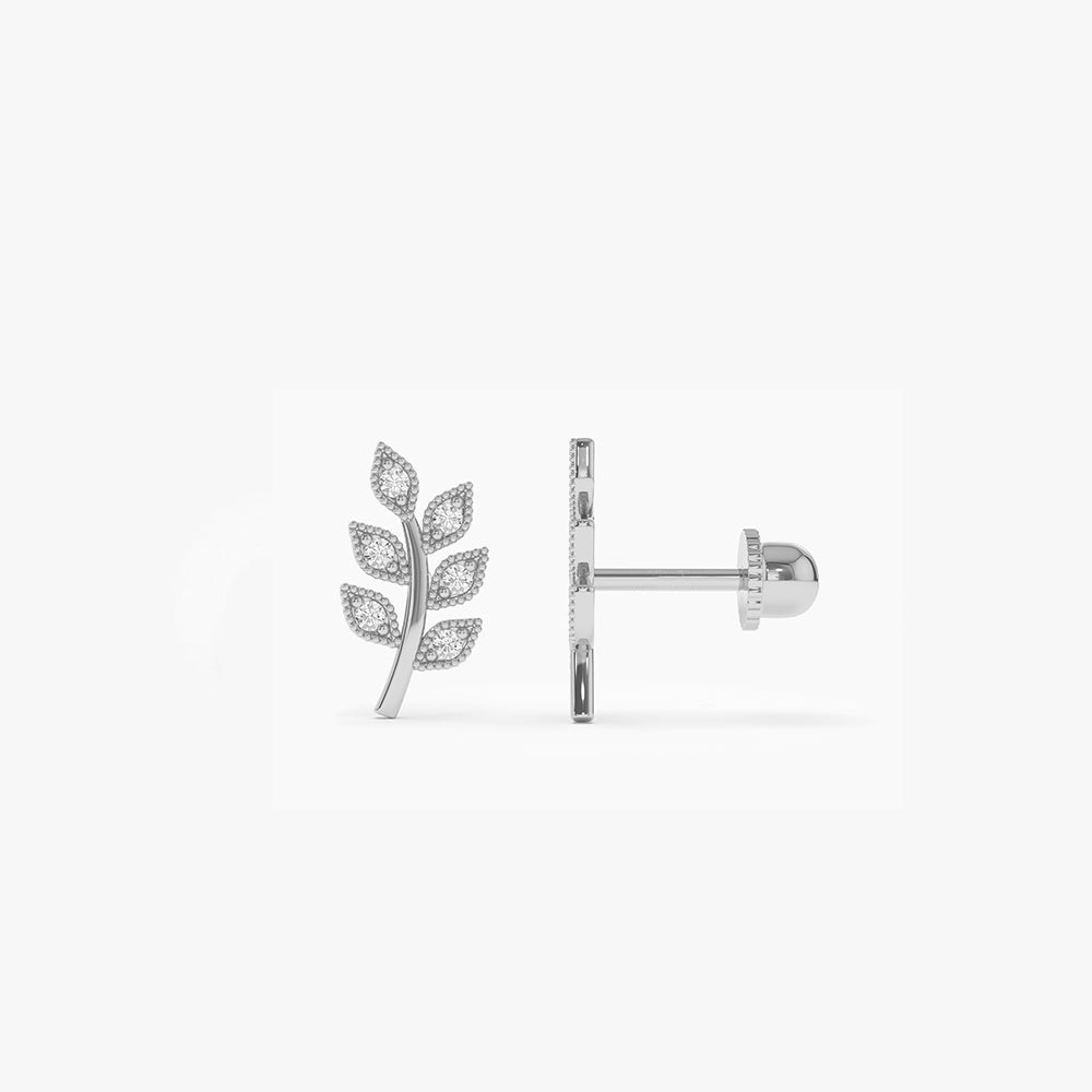 14k Leaf Diamond Helix Piercing - Geum Jewels