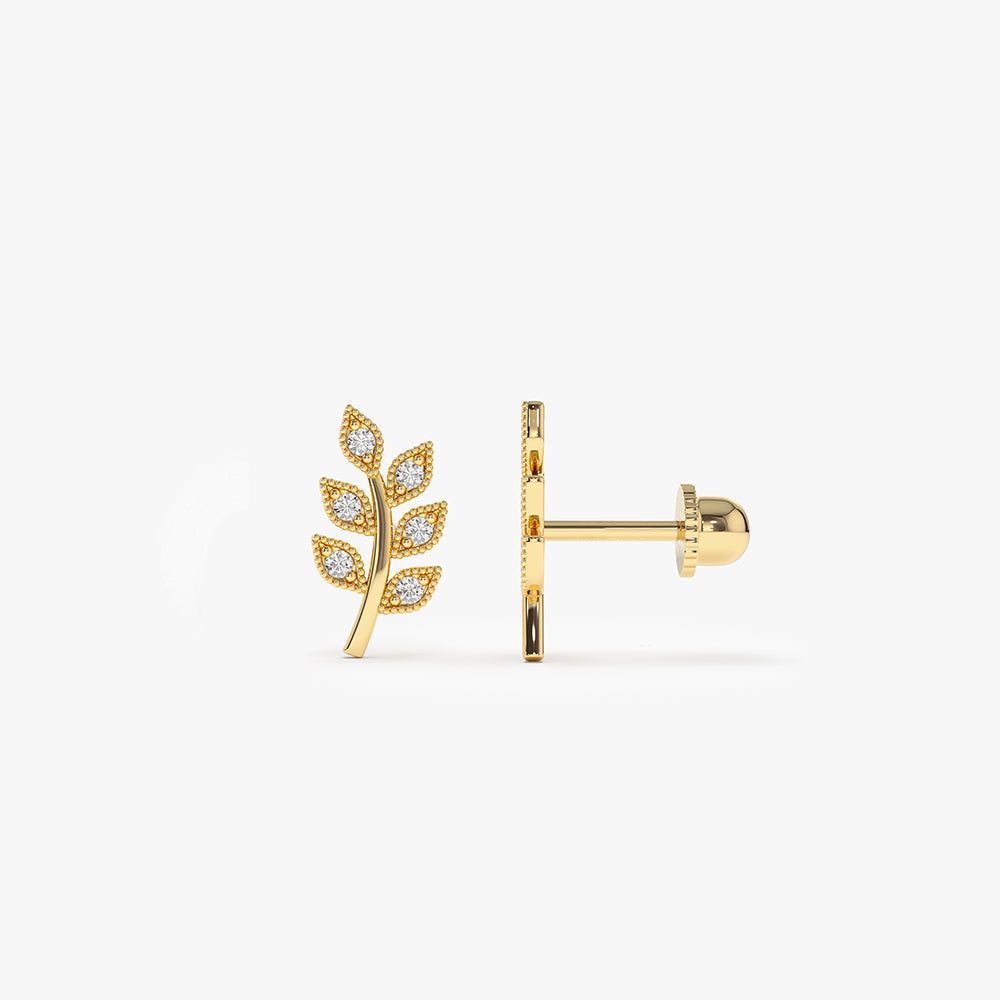 14k Leaf Diamond Helix Piercing - Geum Jewels
