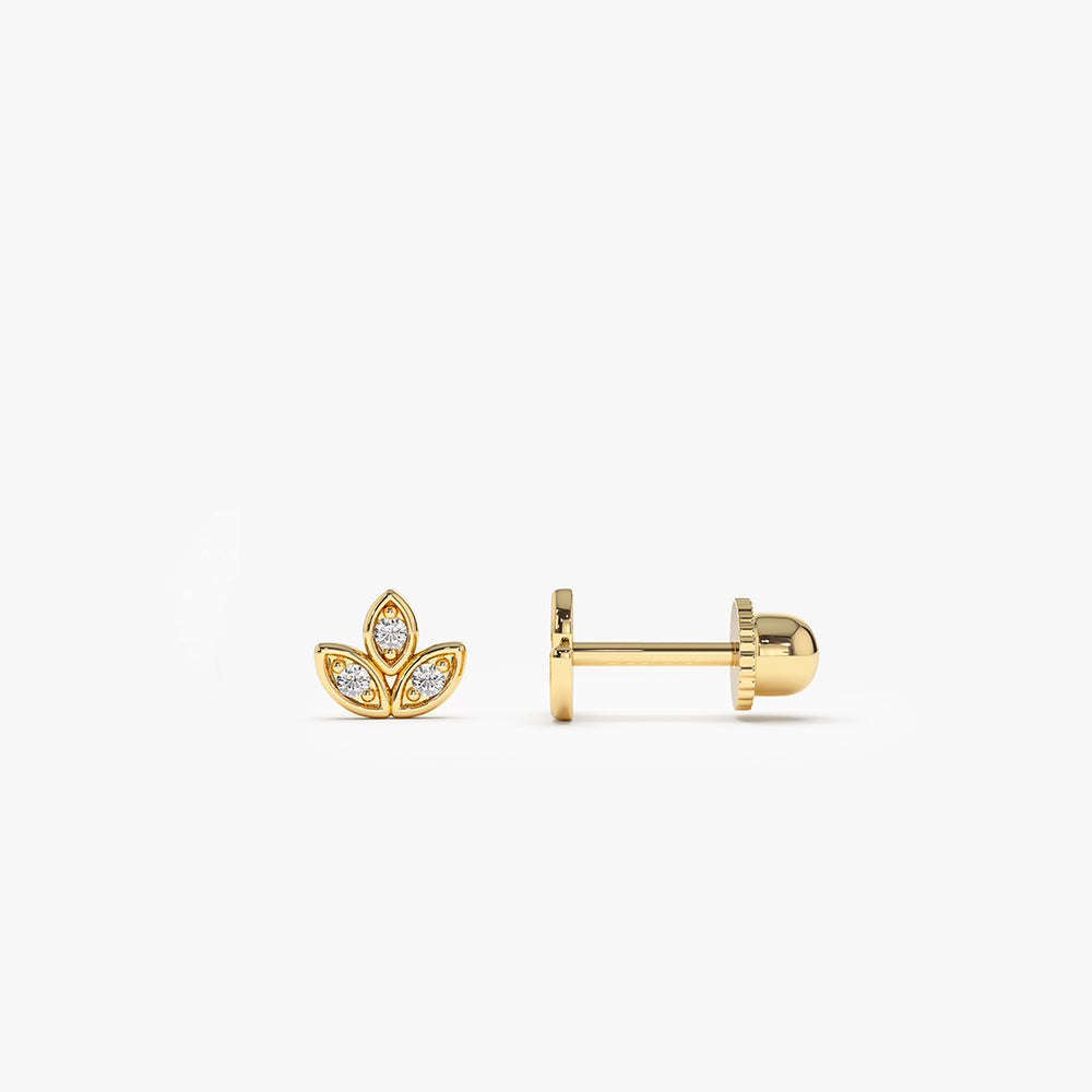 14k Leaf Petal Diamond Helix Piercing - Geum Jewels
