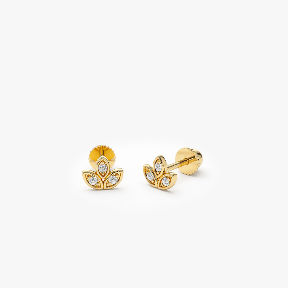 14k Leaf Petal Diamond Helix Piercing - Geum Jewels