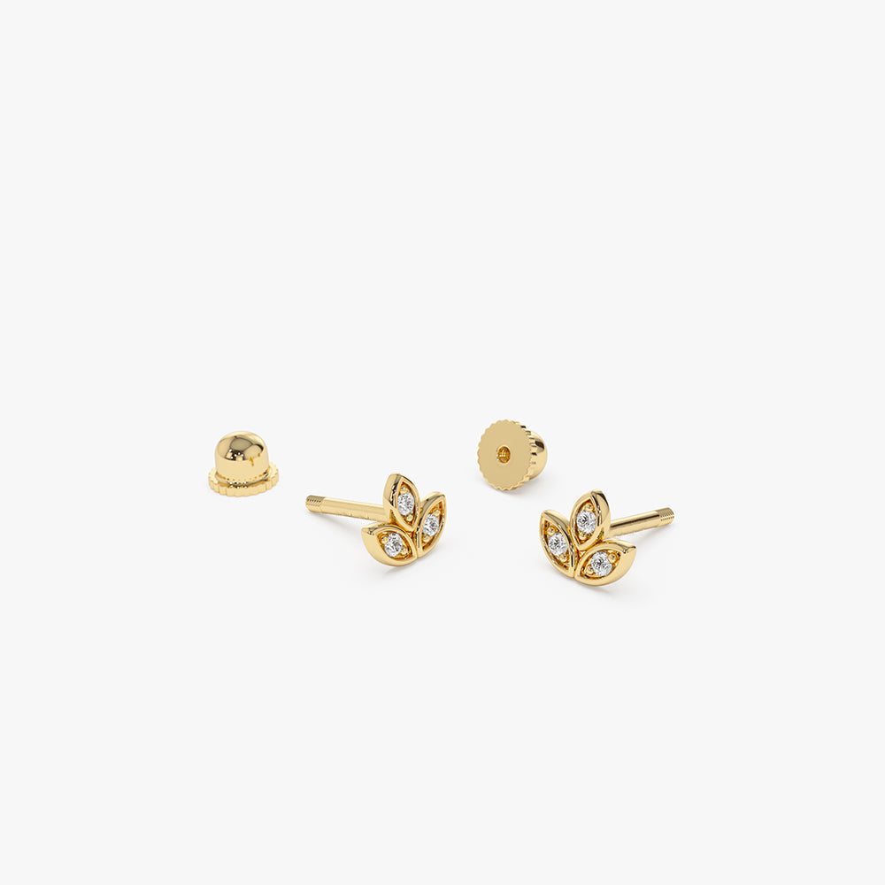 14k Leaf Petal Diamond Helix Piercing - Geum Jewels