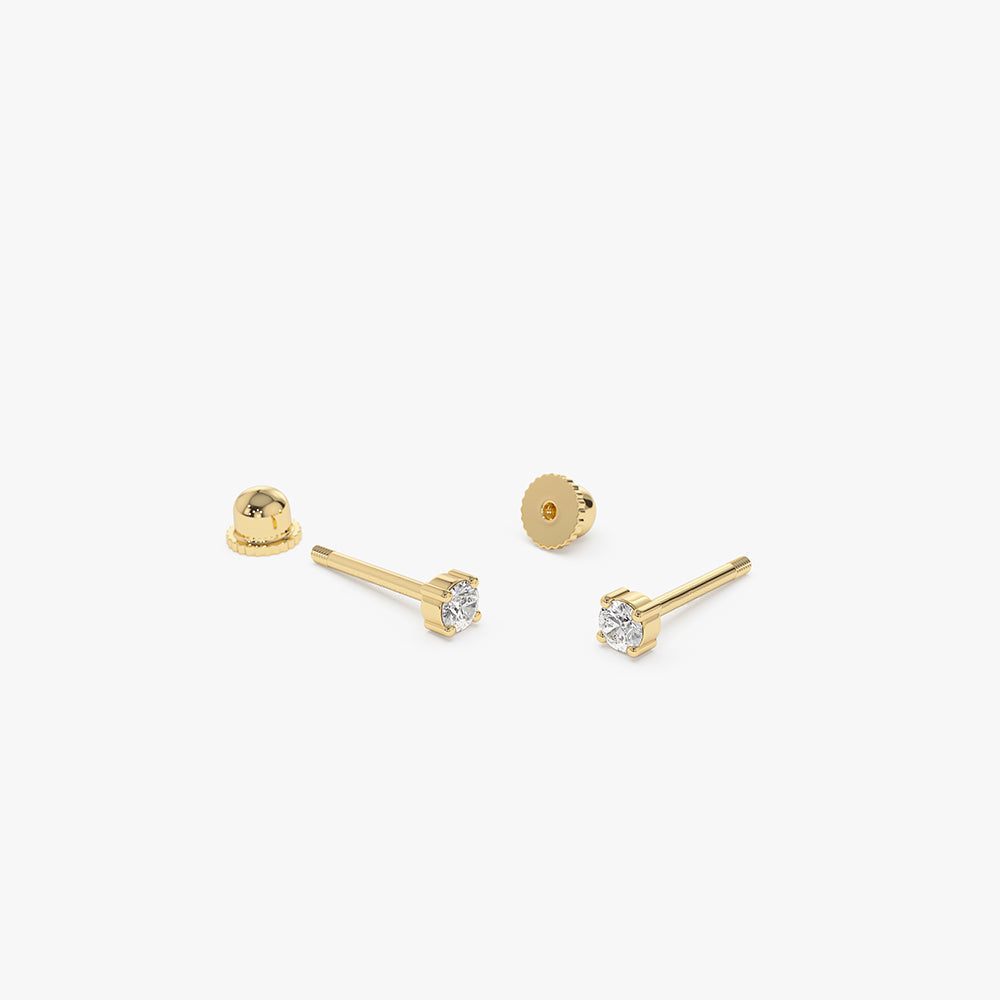 14k Prong Setting Diamond Stud Piercing - Geum Jewels