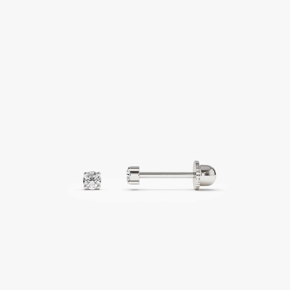 14k Prong Setting Diamond Stud Piercing - Geum Jewels