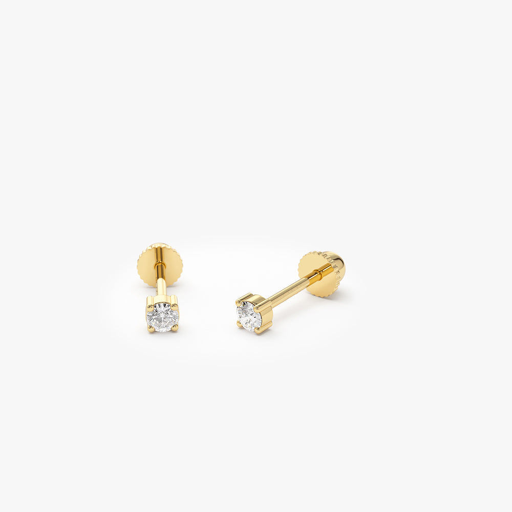 14k Prong Setting Diamond Stud Piercing - Geum Jewels