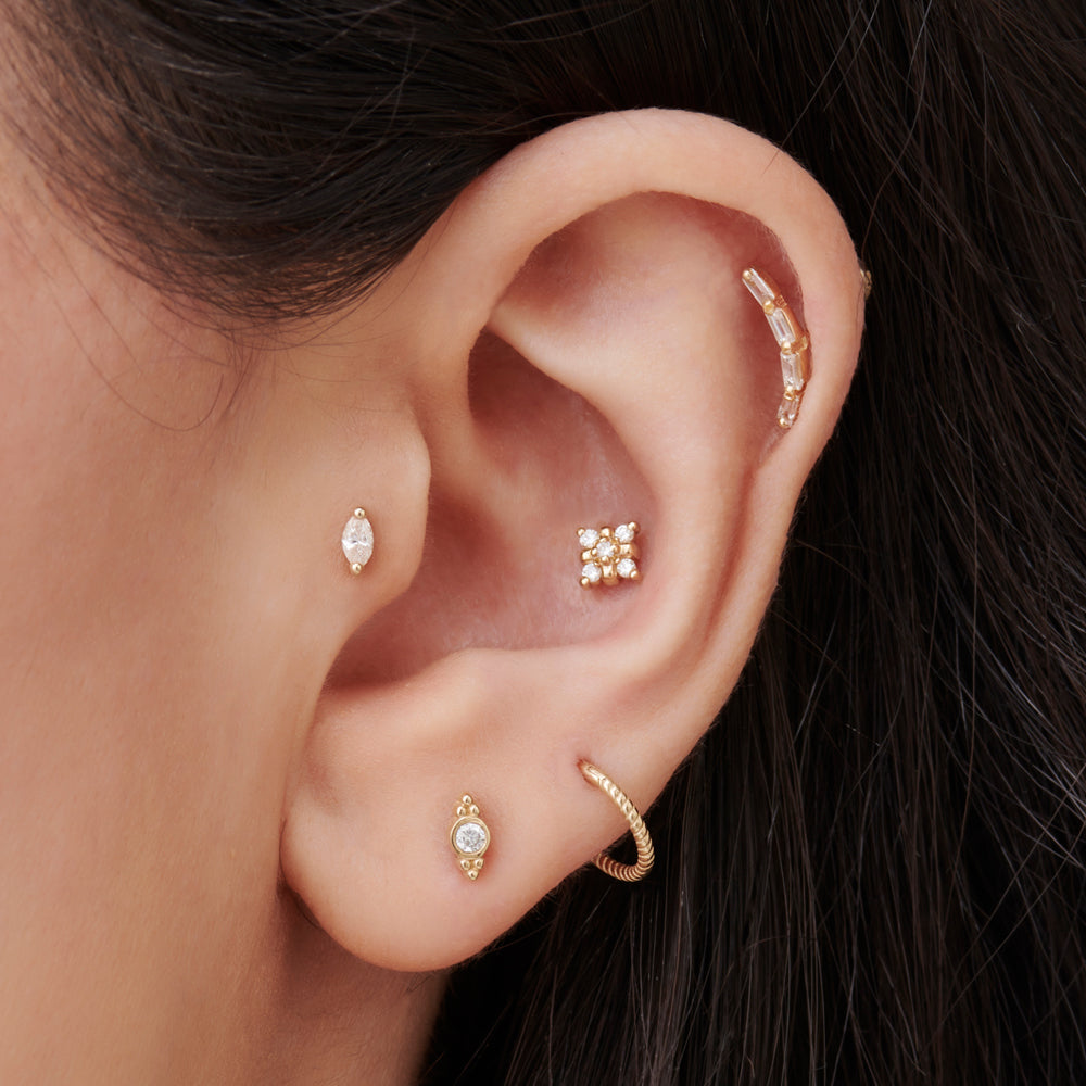 14k Six Dot Diamond Helix Piercing - Geum Jewels