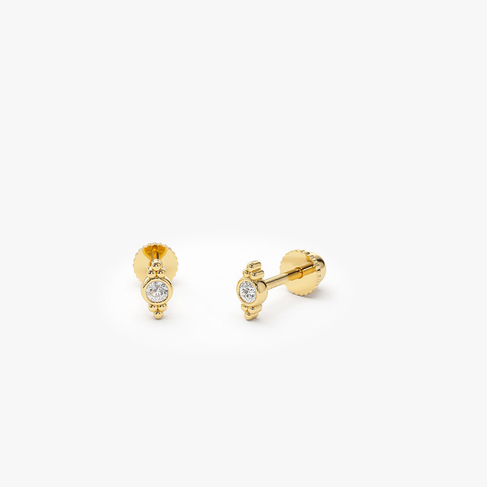 14k Six Dot Diamond Helix Piercing - Geum Jewels