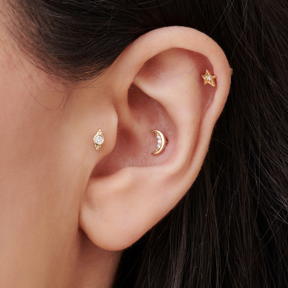 14k Six Dot Diamond Helix Piercing - Geum Jewels