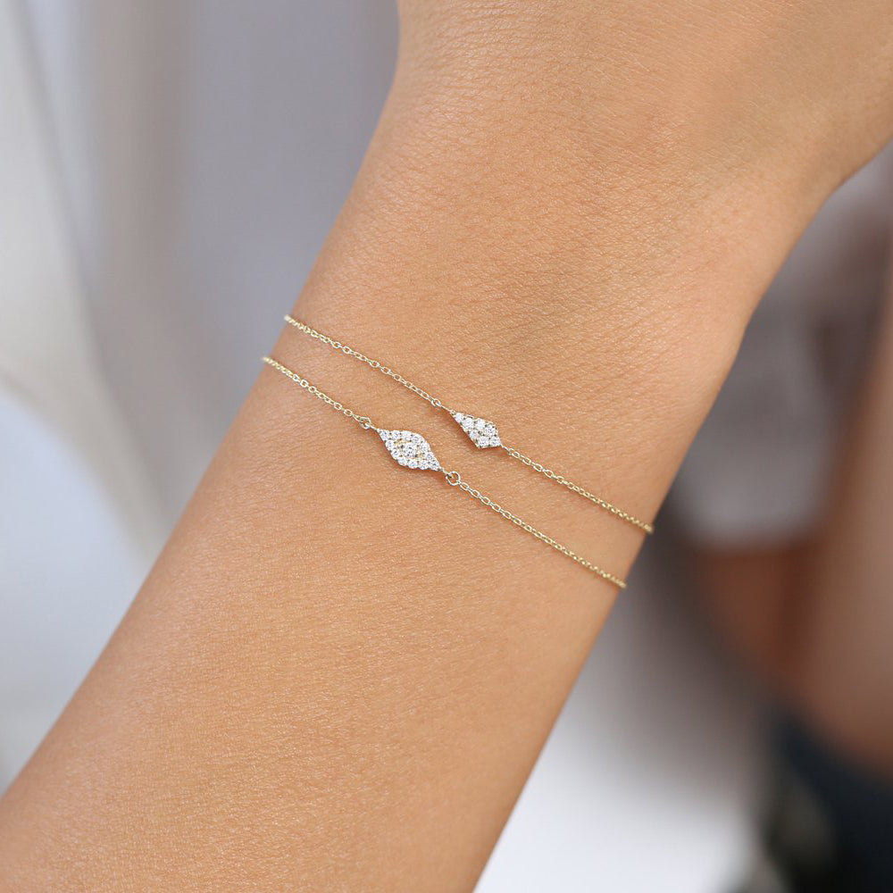 14k Gold All Diamond Evil Eye Bracelet