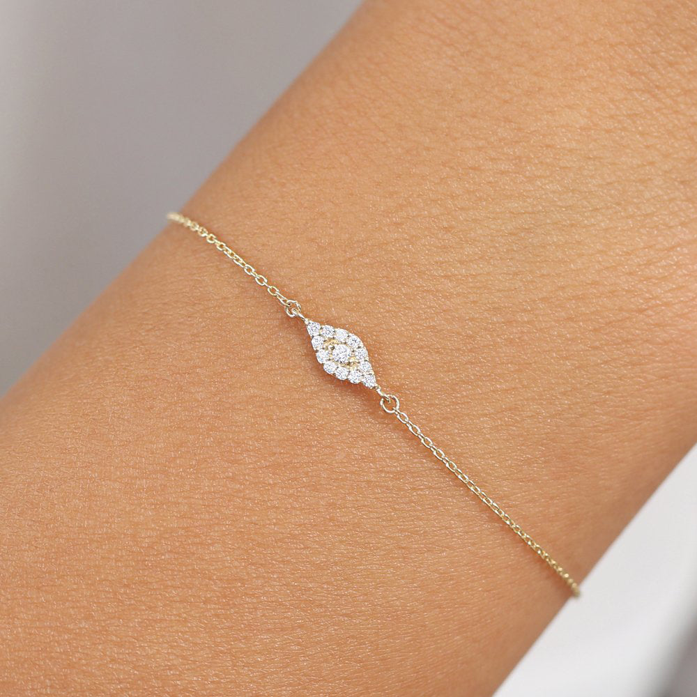 14k Gold All Diamond Evil Eye Bracelet